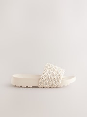 Ivory Pearl Woven Sliders - Image 2 of 4