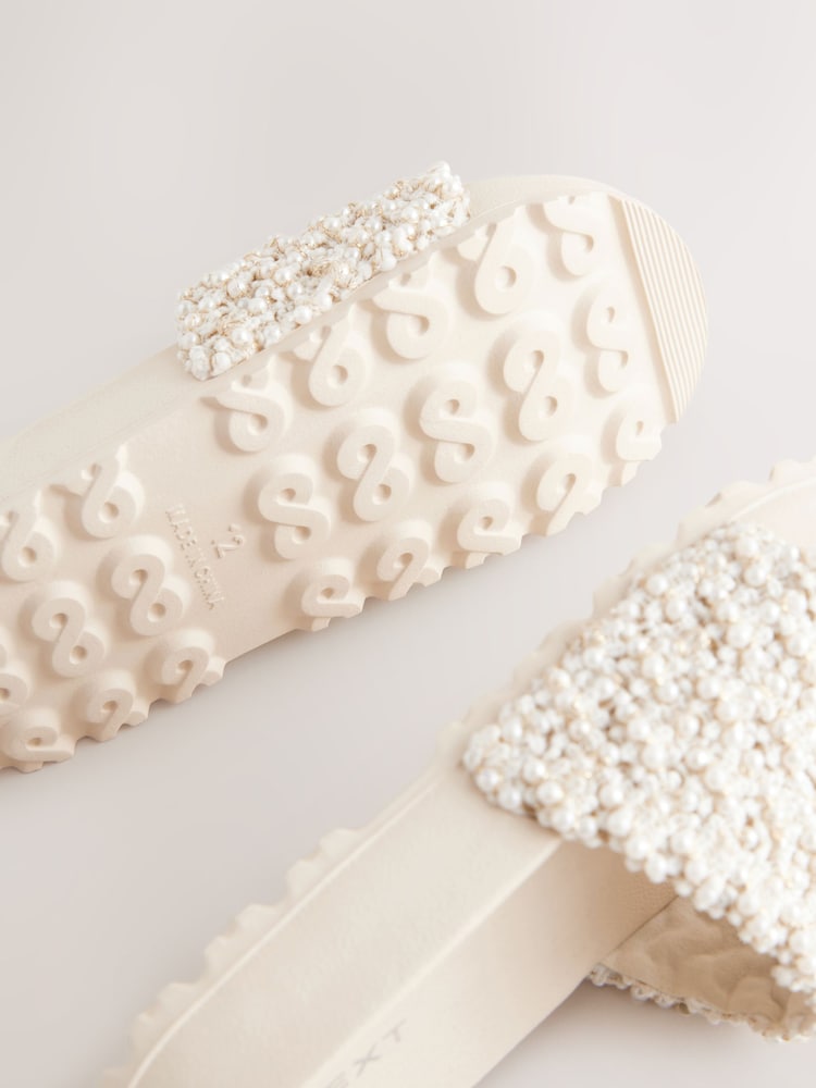 Ivory Pearl Woven Sliders - Image 5 of 5 Ivory Pearl Woven Sliders - Image 5 of 5