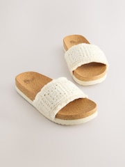Neutral White Crochet Sliders - Image 1 of 4