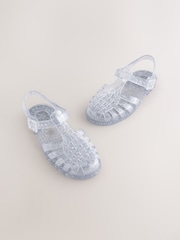 Silver Glitter Jelly Sandals - Image 1 of 5