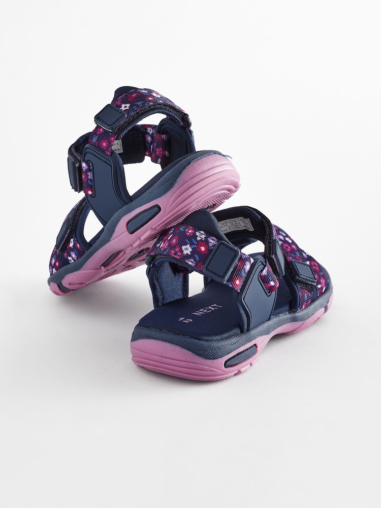 Purple Floral Touch and Close Fastening Trekker Sandals - Image 3 of 5