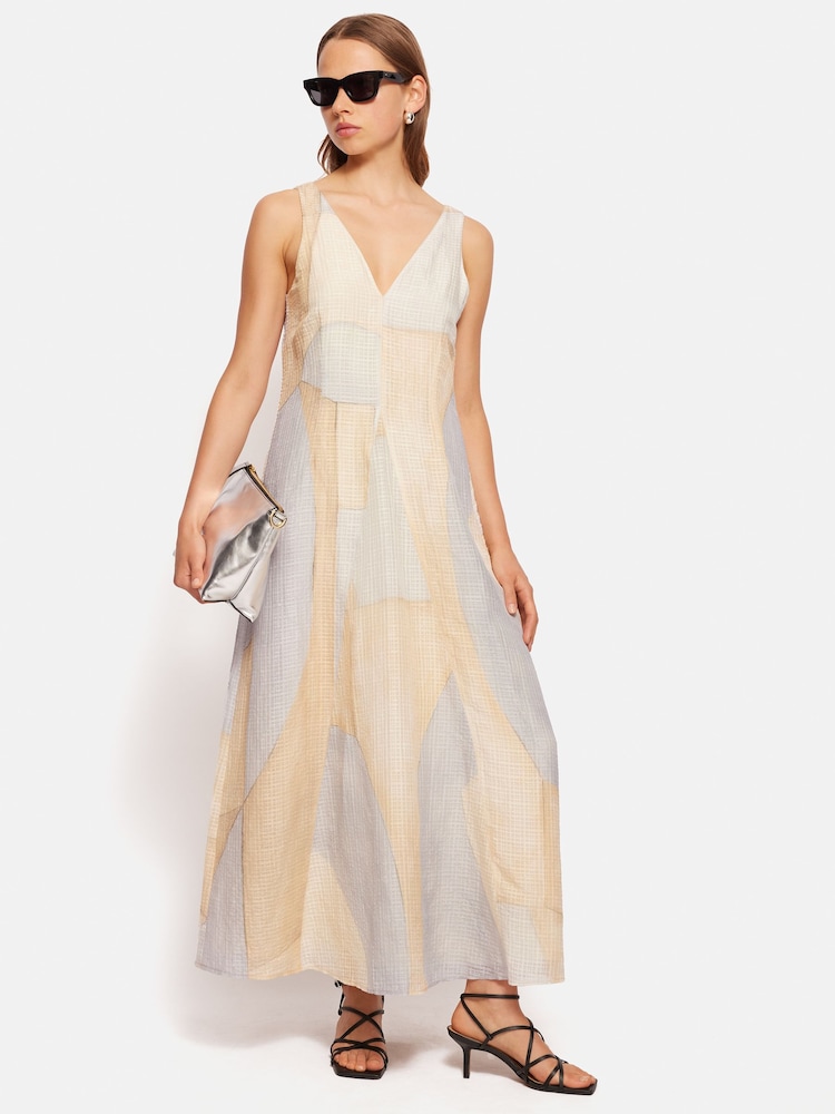 Jigsaw Blue Abstract Linen Gauze Dress - Image 1 of 7