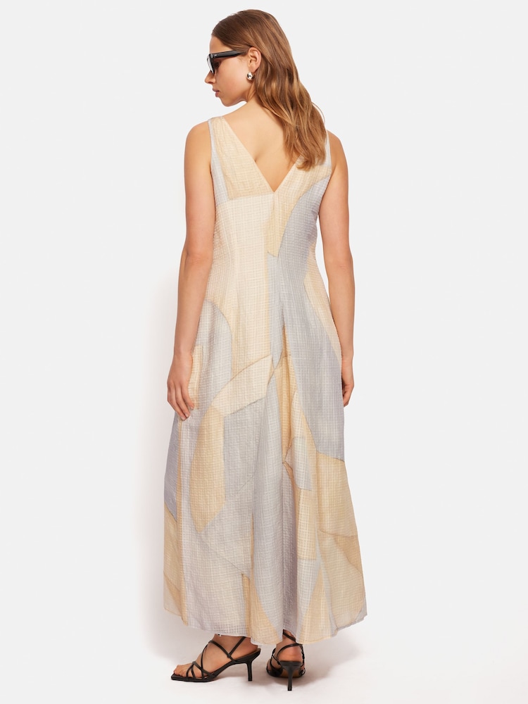 Jigsaw Blue Abstract Linen Gauze Dress - Image 2 of 7