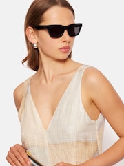 Jigsaw Blue Abstract Linen Gauze Dress - Image 4 of 7