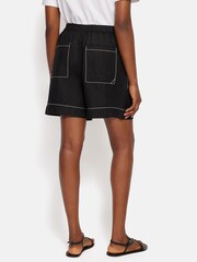 Jigsaw Black 100% Linen Contrast Stitch Shorts - Image 5 of 7
