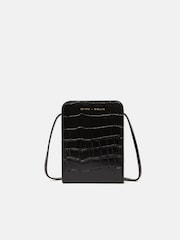 Jigsaw Black Leather Cross-Body Phone Bag - Image 1 of 6