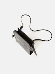 Jigsaw Black Leather Cross-Body Phone Bag - Image 2 of 6