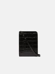 Jigsaw Black Leather Cross-Body Phone Bag - Image 4 of 6