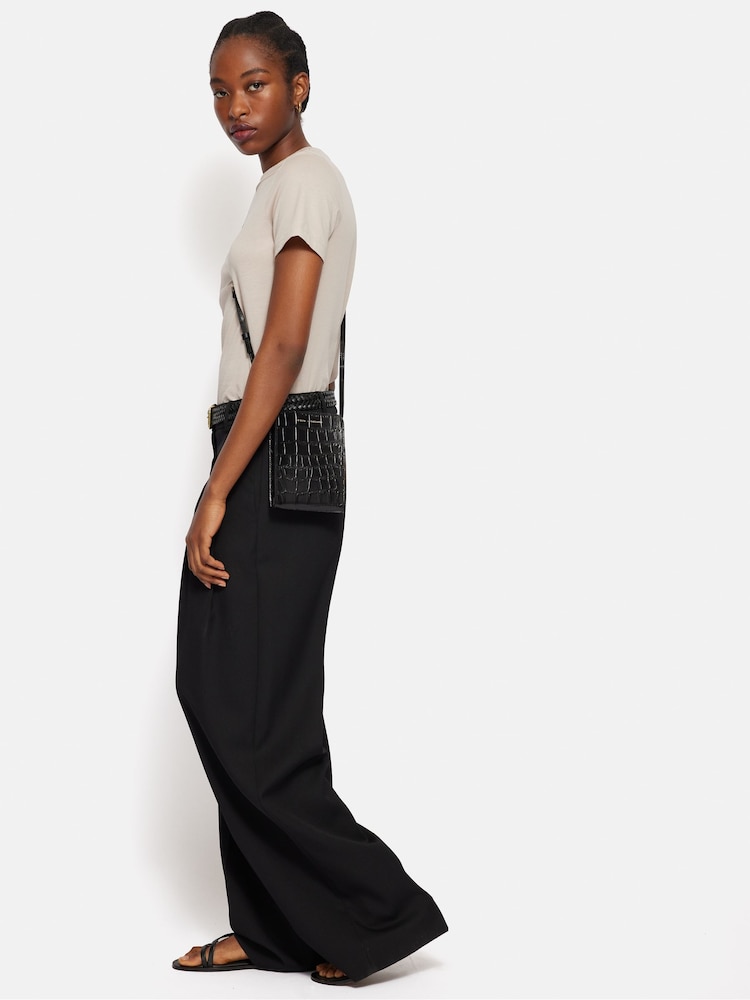 Jigsaw Black Leather Cross-Body Phone Bag - Image 6 of 6