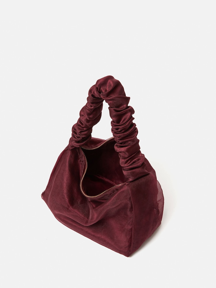 Jigsaw Red Ruched Organza Clutch - Image 6 of 6