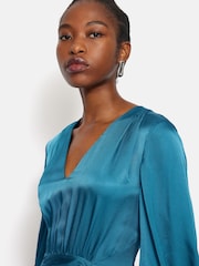 Jigsaw Blue Hammered Satin Midi Dress - Image 2 of 7