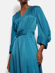 Jigsaw Blue Hammered Satin Midi Dress - Image 3 of 7