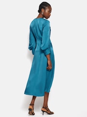 Jigsaw Blue Hammered Satin Midi Dress - Image 4 of 7