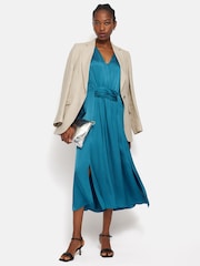 Jigsaw Blue Hammered Satin Midi Dress - Image 5 of 7