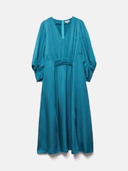 Jigsaw Blue Hammered Satin Midi Dress - Image 6 of 7