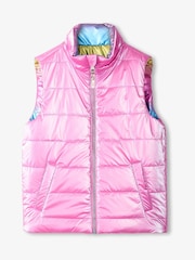 Hatley Pink Rainbow Shine Reversible Quilted Gilet - Image 1 of 5