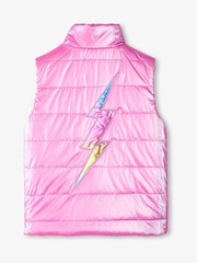 Hatley Pink Rainbow Shine Reversible Quilted Gilet - Image 2 of 5