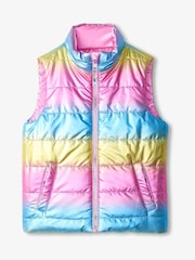 Hatley Pink Rainbow Shine Reversible Quilted Gilet - Image 3 of 5