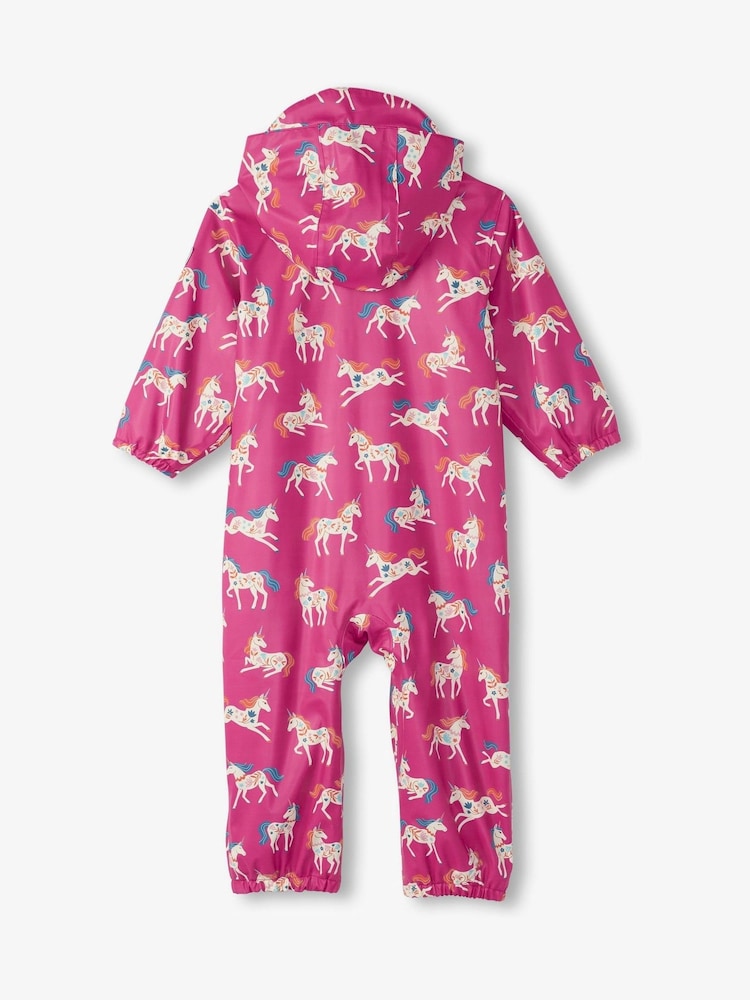 Hatley Pink Folky Unicorn Rain Puddlesuit - Image 2 of 3 Hatley Pink Folky Unicorn Rain Puddlesuit - Image 2 of 3