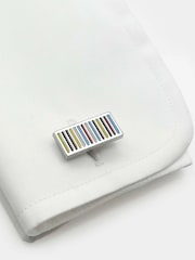 أزرار أكمام مستطيلة مطلية بالروديوم ومتعددة الألوان من Savile Row Company - Image 2 of 3