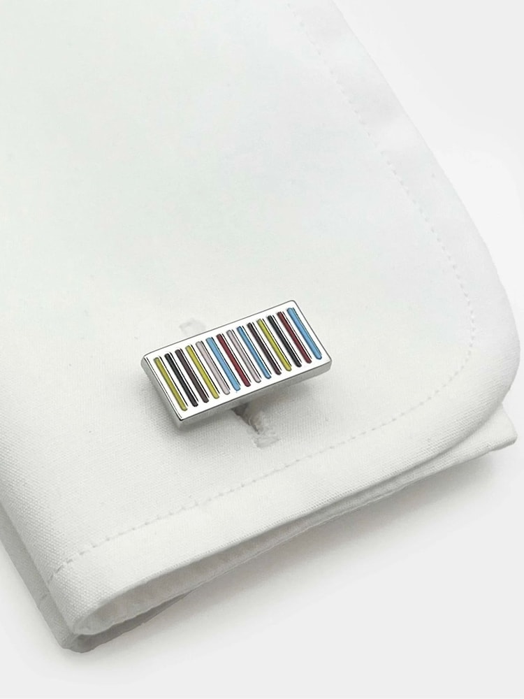 أزرار أكمام مستطيلة مطلية بالروديوم ومتعددة الألوان من Savile Row Company - Image 2 of 3