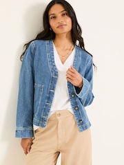 FatFace Dulcie Blue Denim Dulcie Denim Jacket - Image 1 of 6