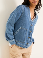 FatFace Dulcie Blue Denim Dulcie Denim Jacket - Image 3 of 6