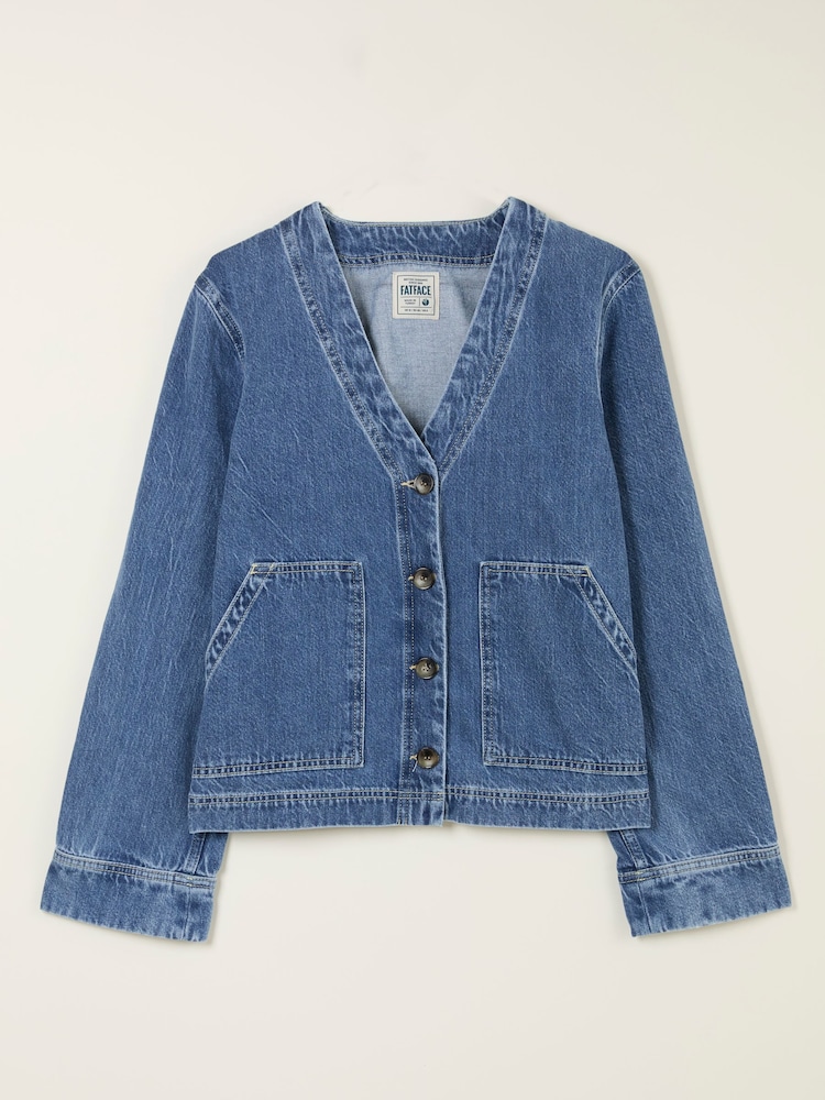 FatFace Dulcie Blue Denim Dulcie Denim Jacket - Image 6 of 6