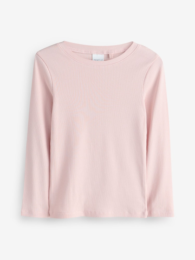 Pink/Green Ribbed Short Sleeves T-Shirt 3 Pack - Image 2 of 4