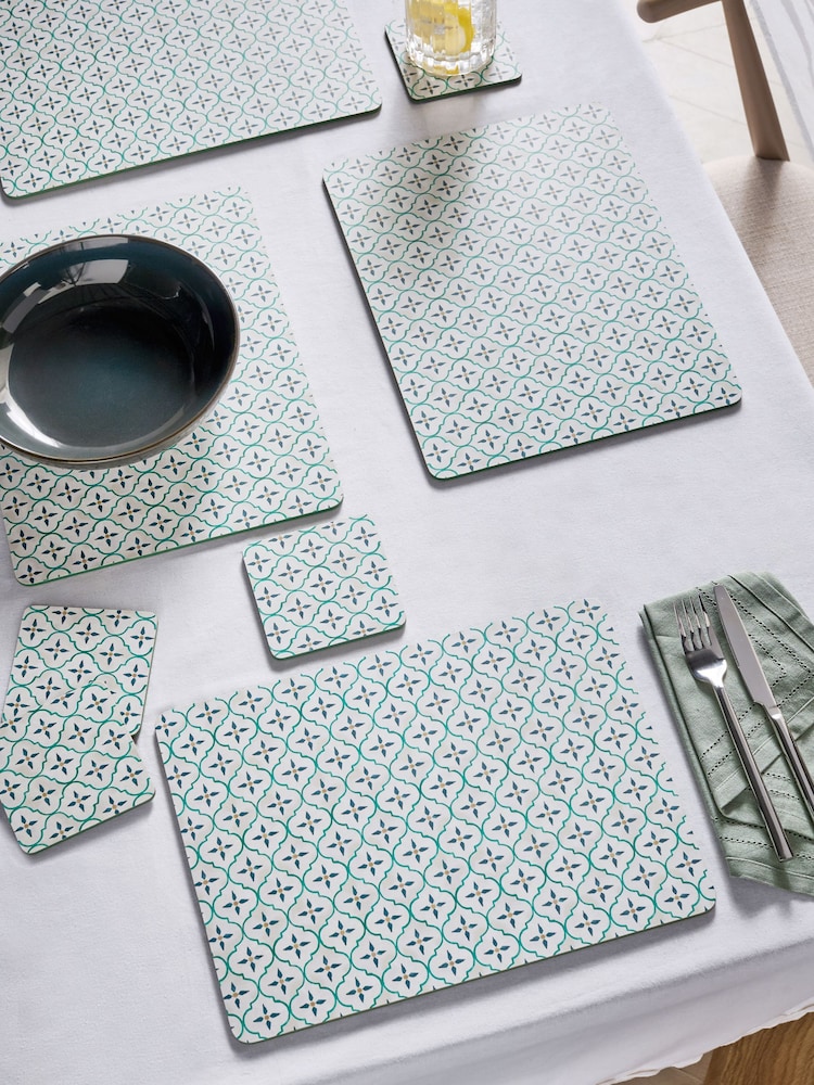 Set of 4 Mediterranean Tile Placemats and Coasters - Изображение 1 из 4