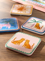 Set of 4 Cassia Tropical Leopard Ceramic Coasters - Slika 2 iz 3