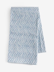 Blue 100% Cotton Wave Geo Wipe Clean Tablecloth - Image 3 of 3