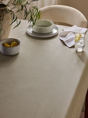 Natural 100% Cotton Linen Look Wipe Clean Tablecloth - Image 1 of 3