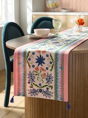 Pink Cassia Embroidered Kitchen Table Runner - Image 1 of 4