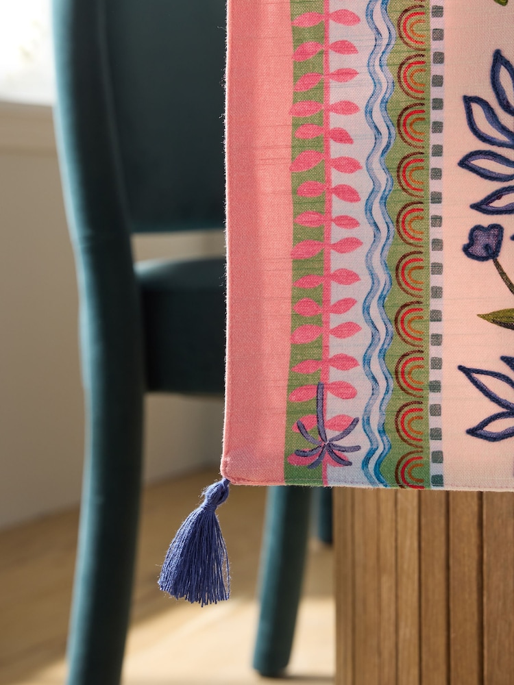 Pink Cassia Embroidered Kitchen Table Runner - Image 2 of 4