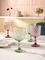Set of 4 Cassia Pressed Wine Glasses - Image 1 of 3