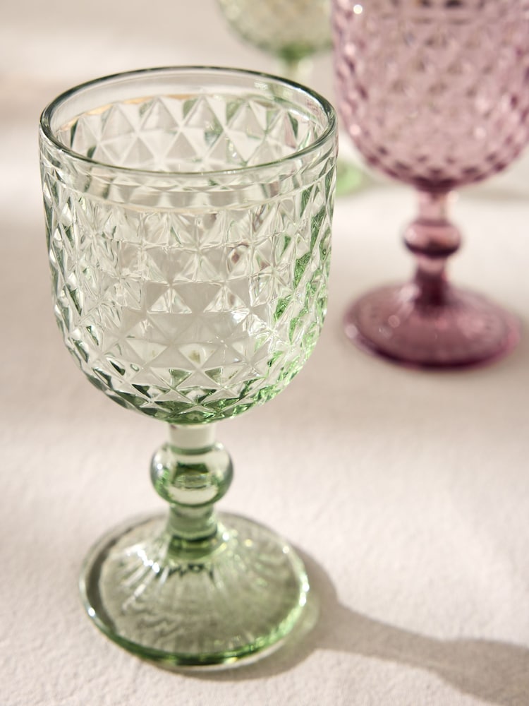 Set of 4 Cassia Pressed Wine Glasses - Image 2 of 3