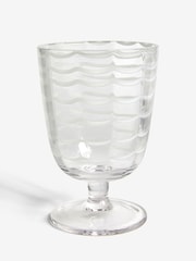Set of 2 White Caned Stripe Wine Glasses - Image 3 of 3
