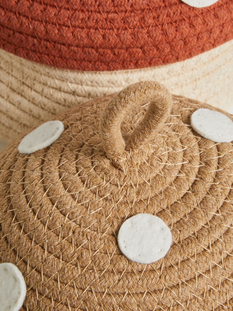 Jojo Maman Bébé Set of 2 Natural Toadstool Woven Rope Storage Baskets - Image 6 of 6
