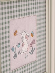 Jojo Maman Bébé Set of 3 Pink/Cream Embroidered Betsy Bunny Meadow Wall Art - Image 2 of 4