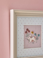 Jojo Maman Bébé Set of 3 Pink/Cream Embroidered Betsy Bunny Meadow Wall Art - Image 3 of 4