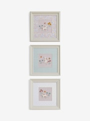 Jojo Maman Bébé Set of 3 Pink/Cream Embroidered Betsy Bunny Meadow Wall Art - Image 4 of 4