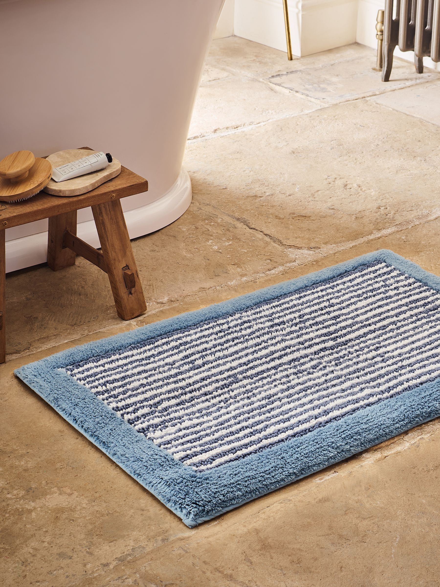 CHRISTY 'Portobello Stripe' Coastal Inspired Bath Rugs in Blue - Image 4