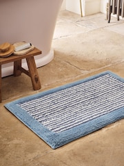 Christy Chalk Blue Portobello Stripe 100% Cotton Bath Mat - Image 1 of 4