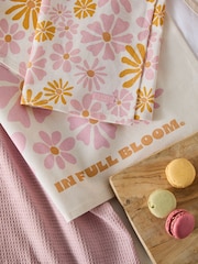 Set of 3 Pink 100% Cotton Gracie Floral Tea Towels - Image 3 of 4