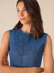 Ro&Zo Blue Denim Column Midi Dress - Image 6 of 8