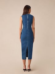 Ro&Zo Blue Denim Column Midi Dress - Image 8 of 8