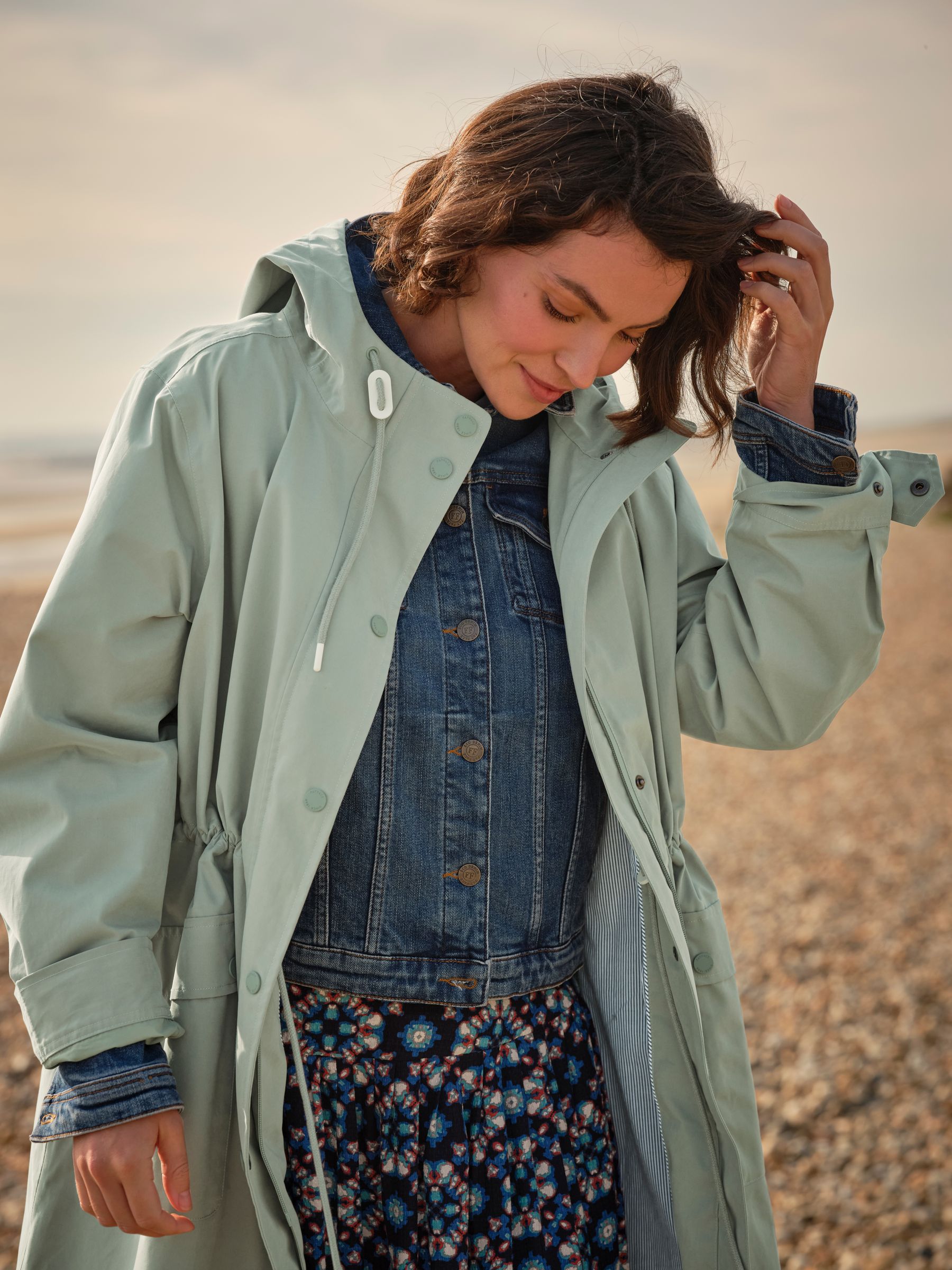 Fatface Lola Light Green Lola Waterproof Long Coat
