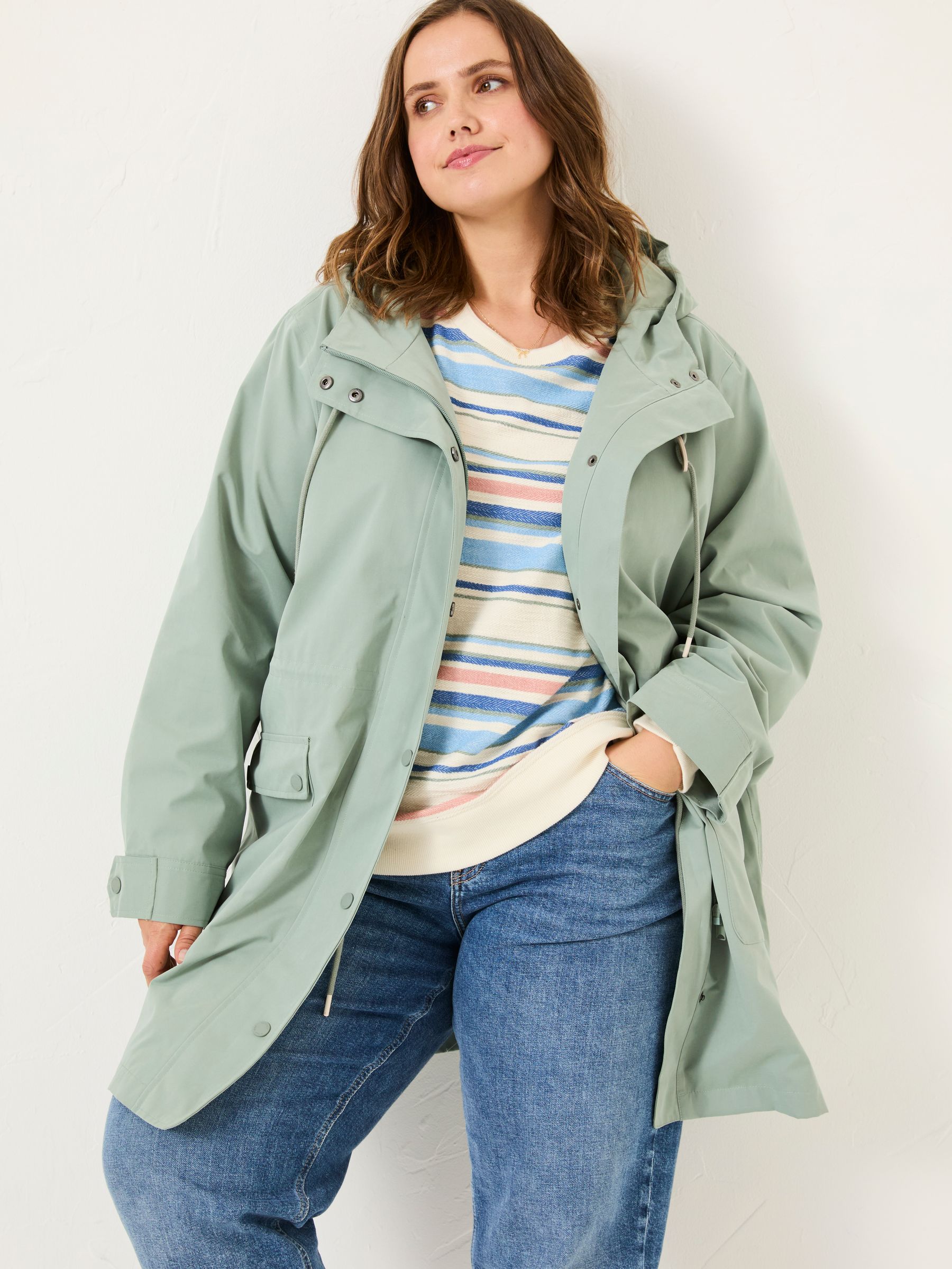 Buy FatFace Lola Light Green Lola Waterproof Long Coat from