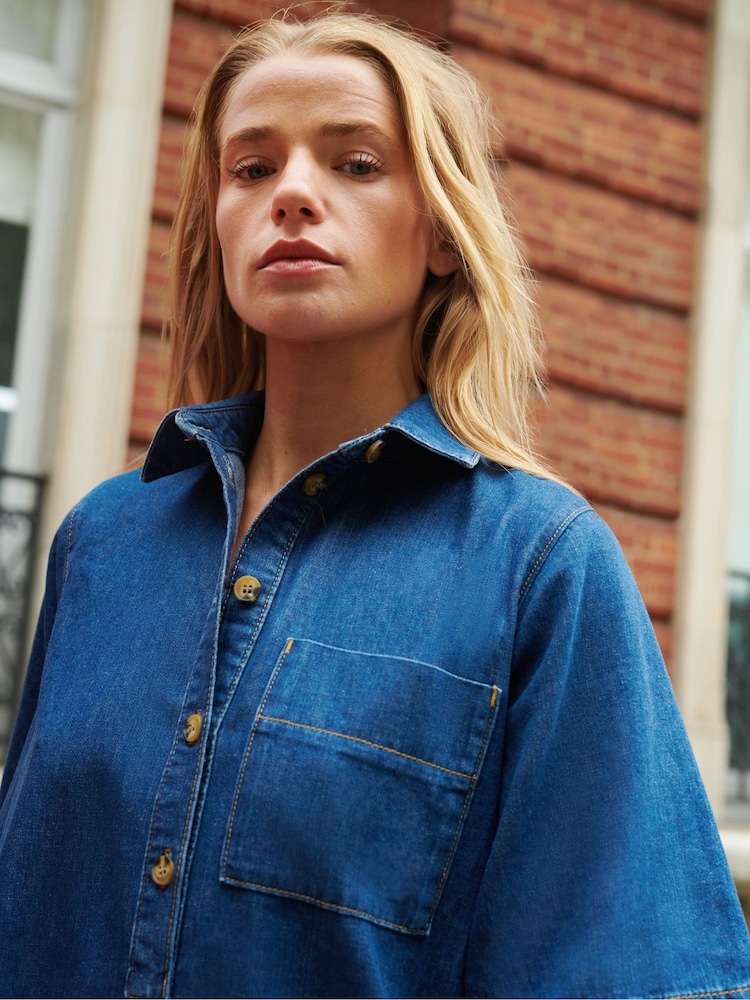 Ro&Zo Denim Collared 100% Cotton Dress - Bild 2 von 5